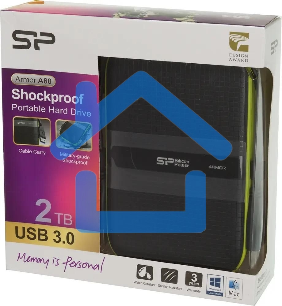 Внешний жесткий диск Silicon Power USB 3.0 2Tb A60 SP020TBPHDA60S3K Armor 2.5