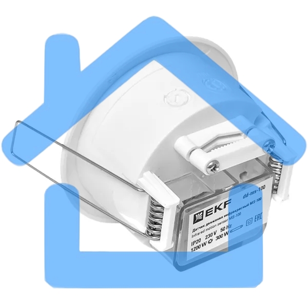 Датчик движения EKF dd-ms-100 (ИК) MS-100 (ДД) встраив. 1200 Вт 360 град. до 6 м IP20