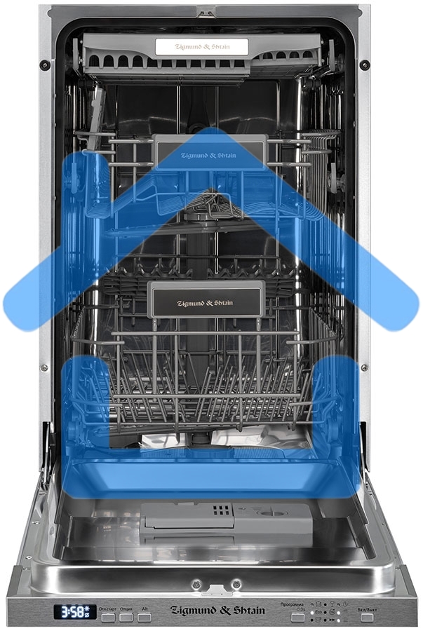 Встраиваемая посудомоечная машина Zigmund & Shtain DW 301.6, нержавеющая сталь, 60 см, 15 компл., 49 дБ, класс A++