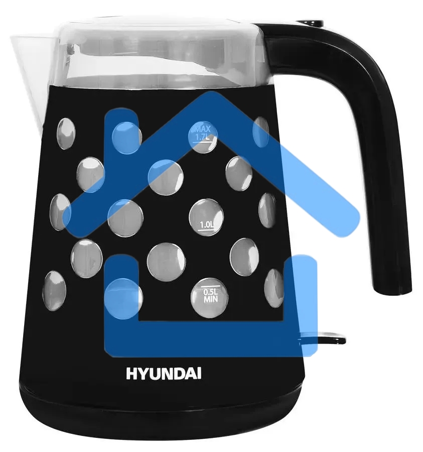 Чайник электрический Hyundai HYK-G2012 1.7л. 2200Вт черный/прозрачный (корпус: пластик)