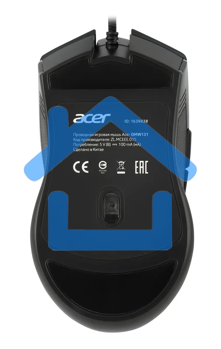 Мышь проводная Acer OMW131 черный, 6400 dpi, USB, кнопки - 7