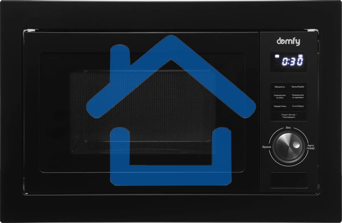 Микроволновая печь встраиваемая Domfy DM2540BW BG черный, 25 л, 900 Вт, переключатели - поворотный механизм/кнопки