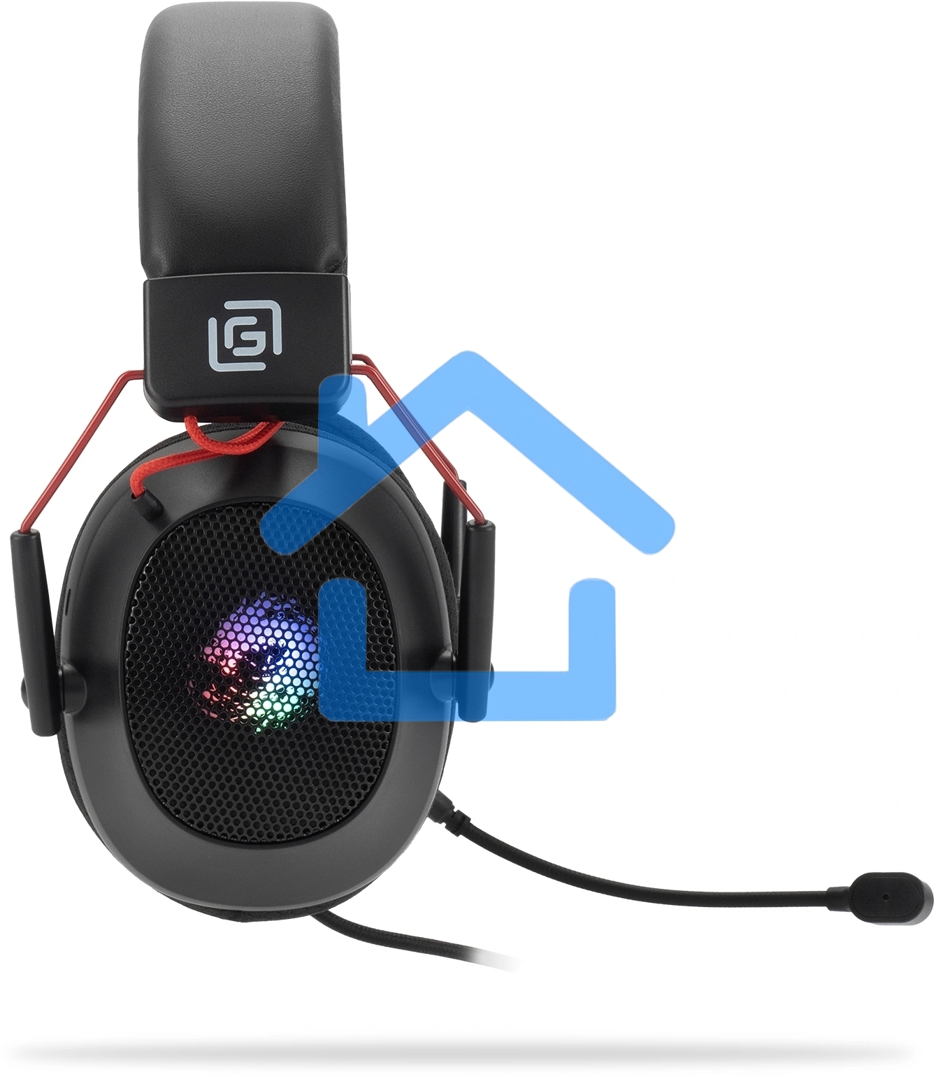 Наушники с микрофоном Оклик HS-L305G черный/красный 2м мониторные оголовье (2060511)