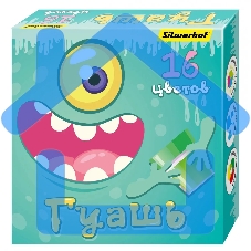 Гуашь Silwerhof Монстрики, 16 цветов, баночка, 20мл, картонная коробка