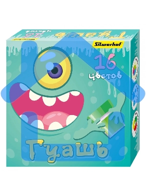 Гуашь Silwerhof Монстрики, 16 цветов, баночка, 20мл, картонная коробка