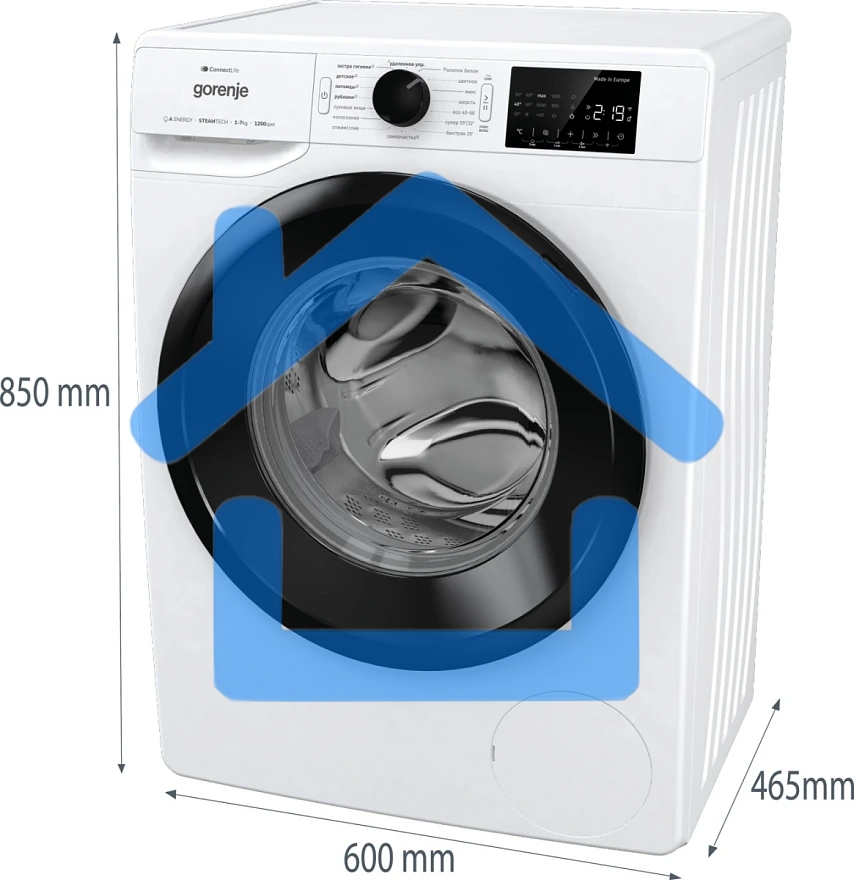 Стиральная машина Gorenje WPNEI72SA1SWIFI/C белый загр. фронтальная макс.: 7 кг 1200об/мин класс: А+++