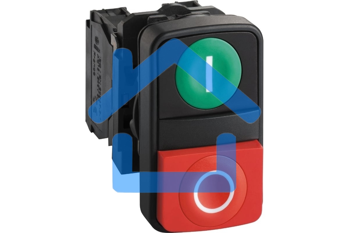 Кнопка двойн SB5 в сборе модуль 22мм зел I+красн выступ O пластик 1НО+1НЗ