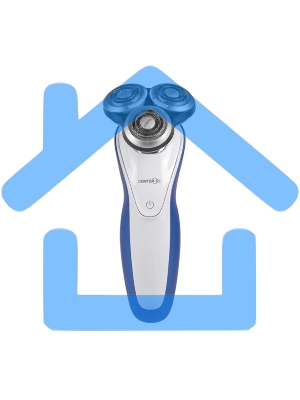 Электробритва Centek CT-2152 (сер/бел/син) 5 ВТ, 3 плав. головки, аккумулятор+работа от сети