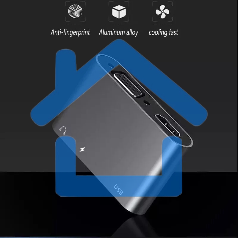 Адаптер USB Type-Cm-->VGA, HDMI 4k*30Hz, USB3.0, PD, Audio,iOpen (Aopen/Qust/VCOM)
