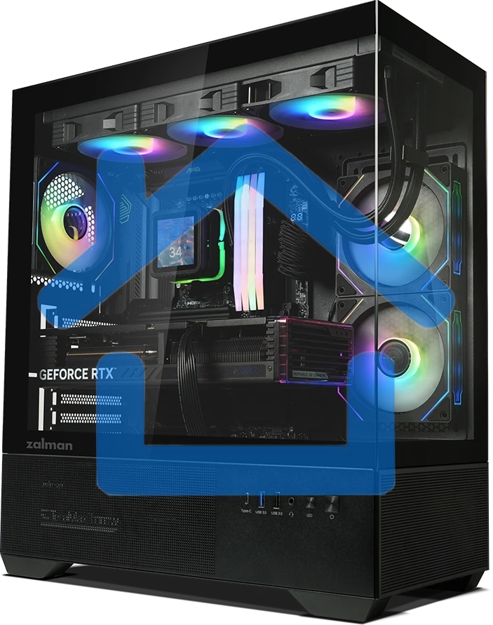 Компьютерный корпус ZALMAN CHRONIX, ATX, BLACK, WINDOW, 1xCombo (3.5’’ or 2.5’’), 1x3.5’’HDD, 2x2.5’’SSD, 1xUSB2.0, 1xUSB3.0, 1xUSB Type-C, SIDE 2x120мм ARGB, REAR 1x120мм ARGB