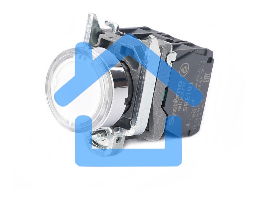 Кнопка SB4 с подсветкой в сборе модульная 22мм белая металл 24ВDC 1НО+1НЗ