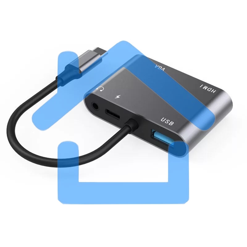 Адаптер USB Type-Cm-->VGA, HDMI 4k*30Hz, USB3.0, PD, Audio,iOpen (Aopen/Qust/VCOM)