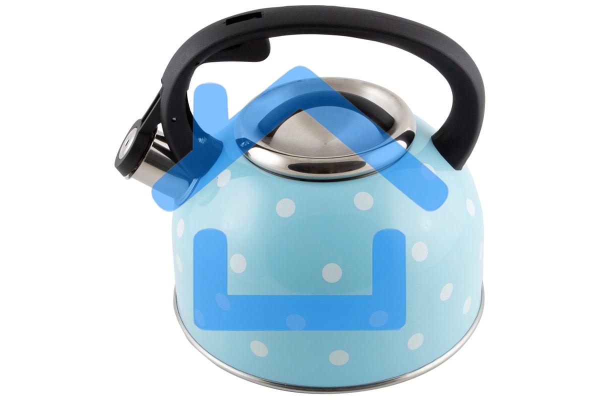 Чайник для плиты со свистком MALLONY Maestria 2,5 л, голубой в белый горошек, из нержавеющей стали