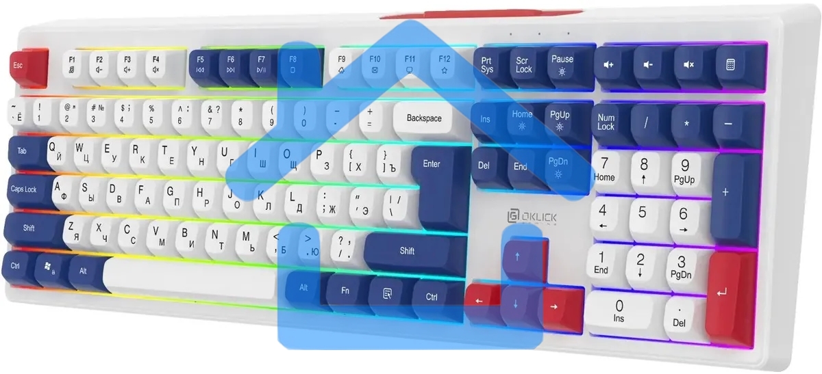 Клавиатура Оклик 725G белый/красный USB Multimedia for gamer LED (2070294)