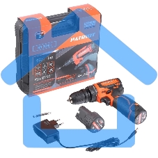 Дрель-шуруповерт Patriot BR 369Li, Аккумуляторная, 12В, 2 АКБ, Кейс