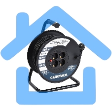 Удлинитель на катушке 4х40м 2P+PE 10А УК40 с термозащ. 3х1.0кв.мм GENERICA IEK WKP10-10-04-40-G