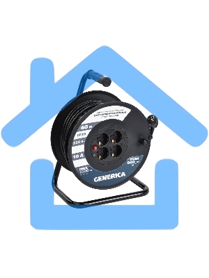 Удлинитель на катушке 4х40м 2P+PE 10А УК40 с термозащ. 3х1.0кв.мм GENERICA IEK WKP10-10-04-40-G
