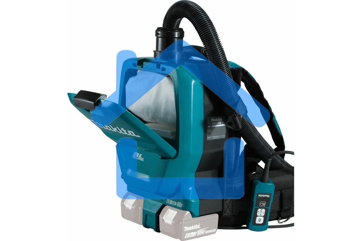 Строительный пылесос MAKITA DVC265ZXU аккумуляторный Li-ion, 36 В, уборка сухая, пылесборник мешок, 2 л, без АКБ, без ЗУ