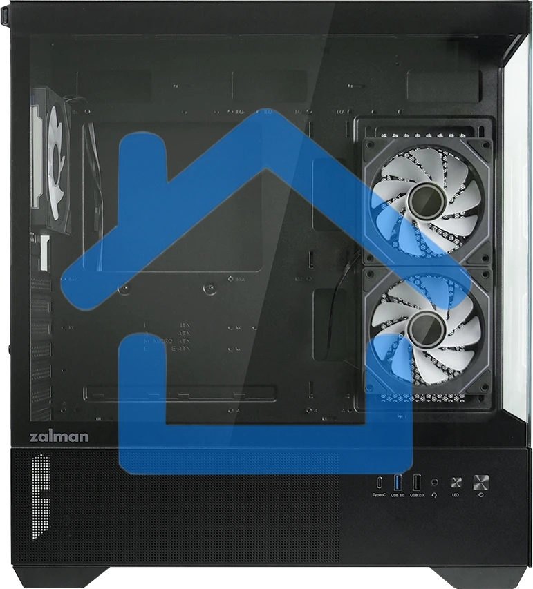 Компьютерный корпус ZALMAN CHRONIX, ATX, BLACK, WINDOW, 1xCombo (3.5’’ or 2.5’’), 1x3.5’’HDD, 2x2.5’’SSD, 1xUSB2.0, 1xUSB3.0, 1xUSB Type-C, SIDE 2x120мм ARGB, REAR 1x120мм ARGB