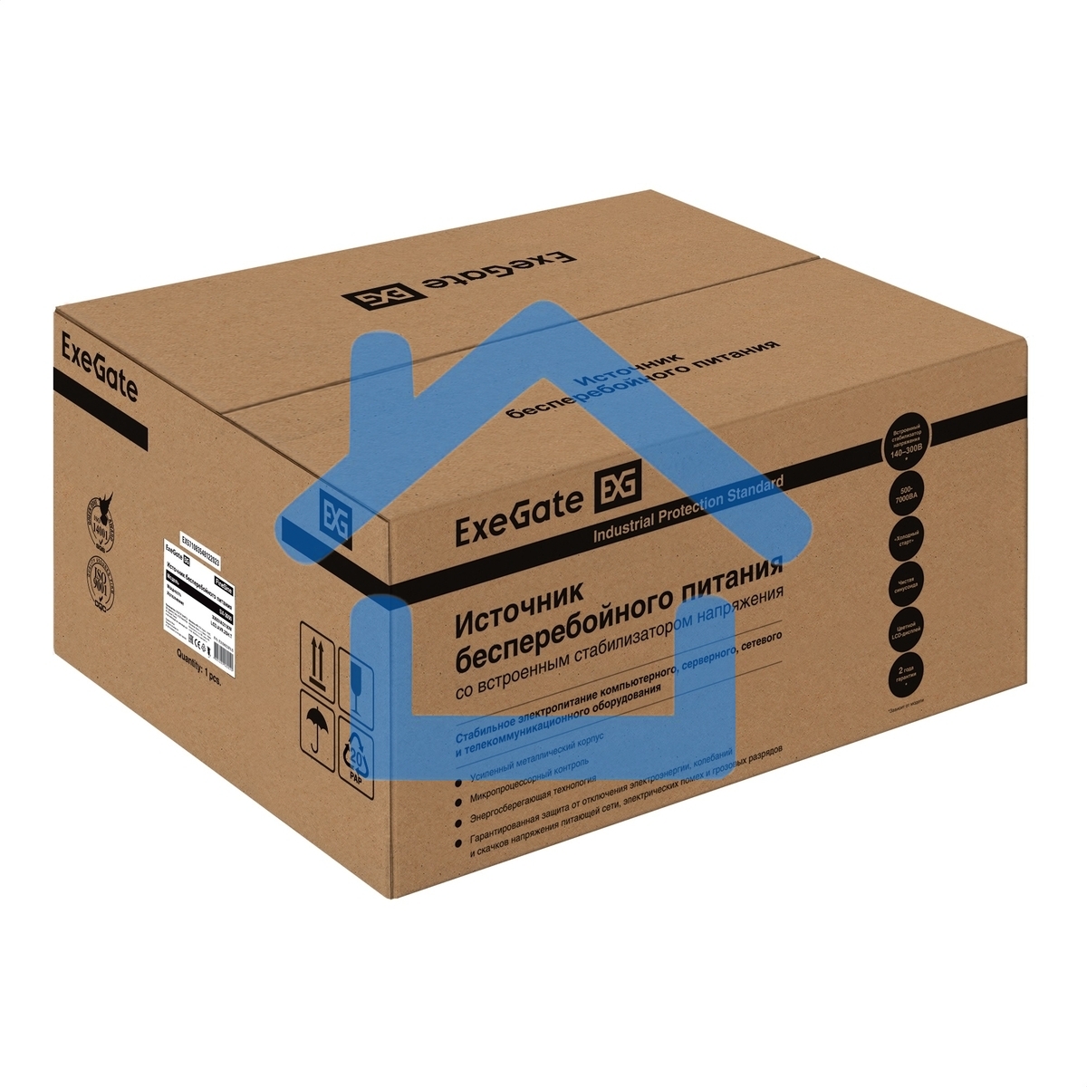 Комплект ИБП EX296003RUS + батарея 45Aч EX285666RUS 4шт (инвертор, синус, для котла, настенный) ExeGate FineSine SX-3000.LCD.AVR.2SH.T <3000VA/2100W, чистая синусоида, цветной LCD-дисплей, AVR, 2*Schuko+клеммы, линейно-интерактивный, крепление настенное, 