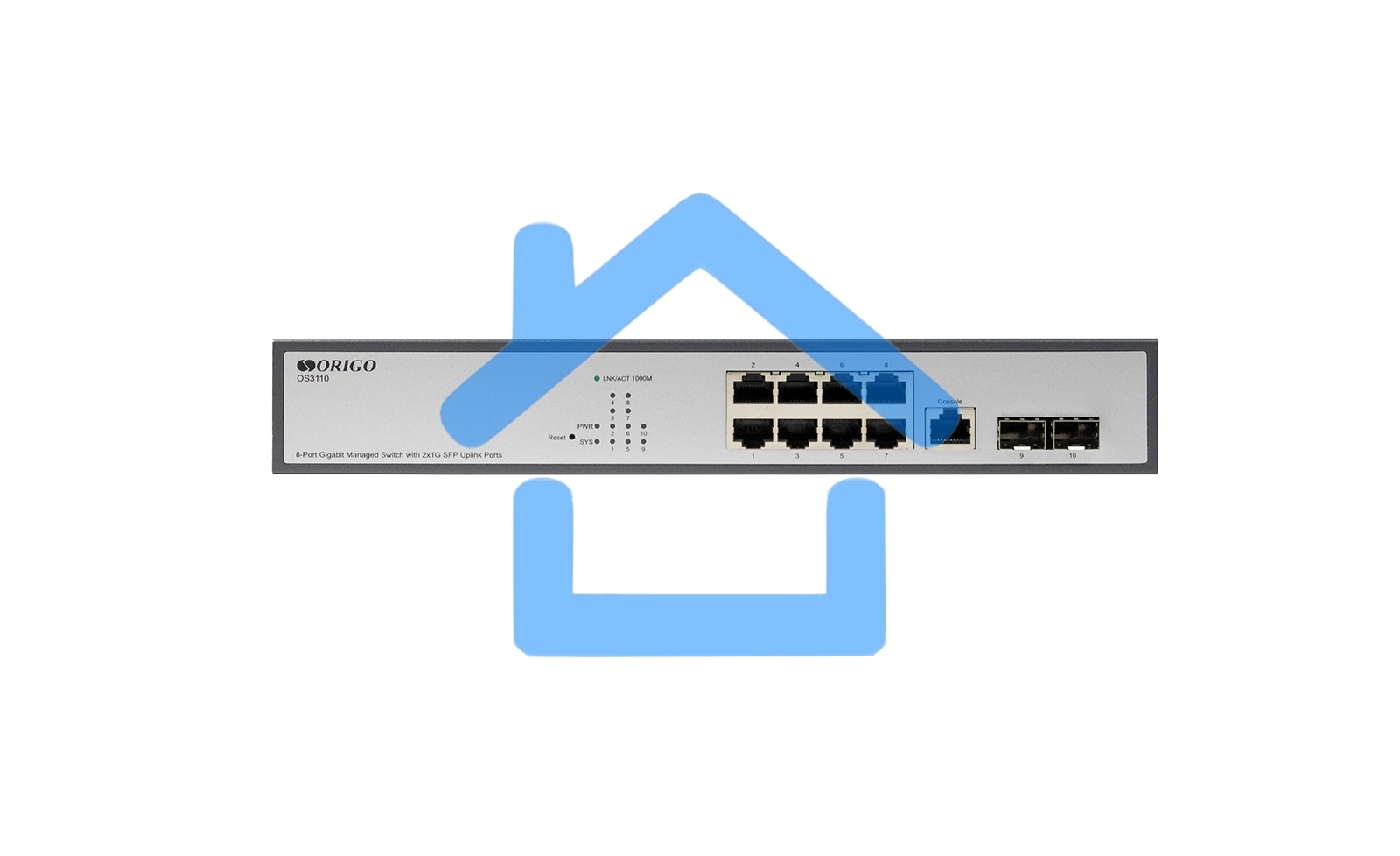 Коммутатор Managed L2 Switch 8x1000Base-T, 2x1000Base-X SFP, RJ45 Console, 19
