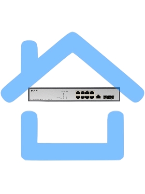 Коммутатор Managed L2 Switch 8x1000Base-T, 2x1000Base-X SFP, RJ45 Console, 19