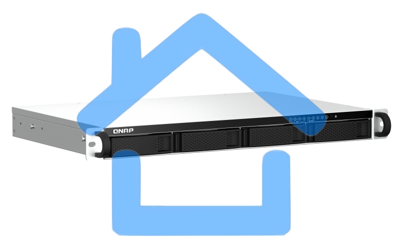 Сетевое хранилище SMB QNAP TS-464eU-8G NAS 4 HDD trays, rackmount 1U, 1 PSU. 4-core Intel Celeron N5105/N5095 2.0-2.9 GHz, 8 Gb RAM, 2x2.5GbE, 2xUSB 3.2 Gen 2 (10Gbps), 2xUSB 2.0, 1xHDMI, 2xM.2 PCIe Gen 3 x1 slots, W/o rail kit RAIL-B02