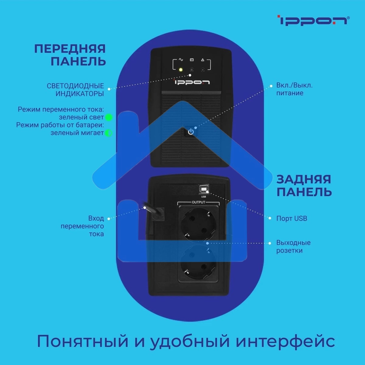 Источник бесперебойного питания Ippon Back Basic 850 Euro 480Вт 850ВА черный