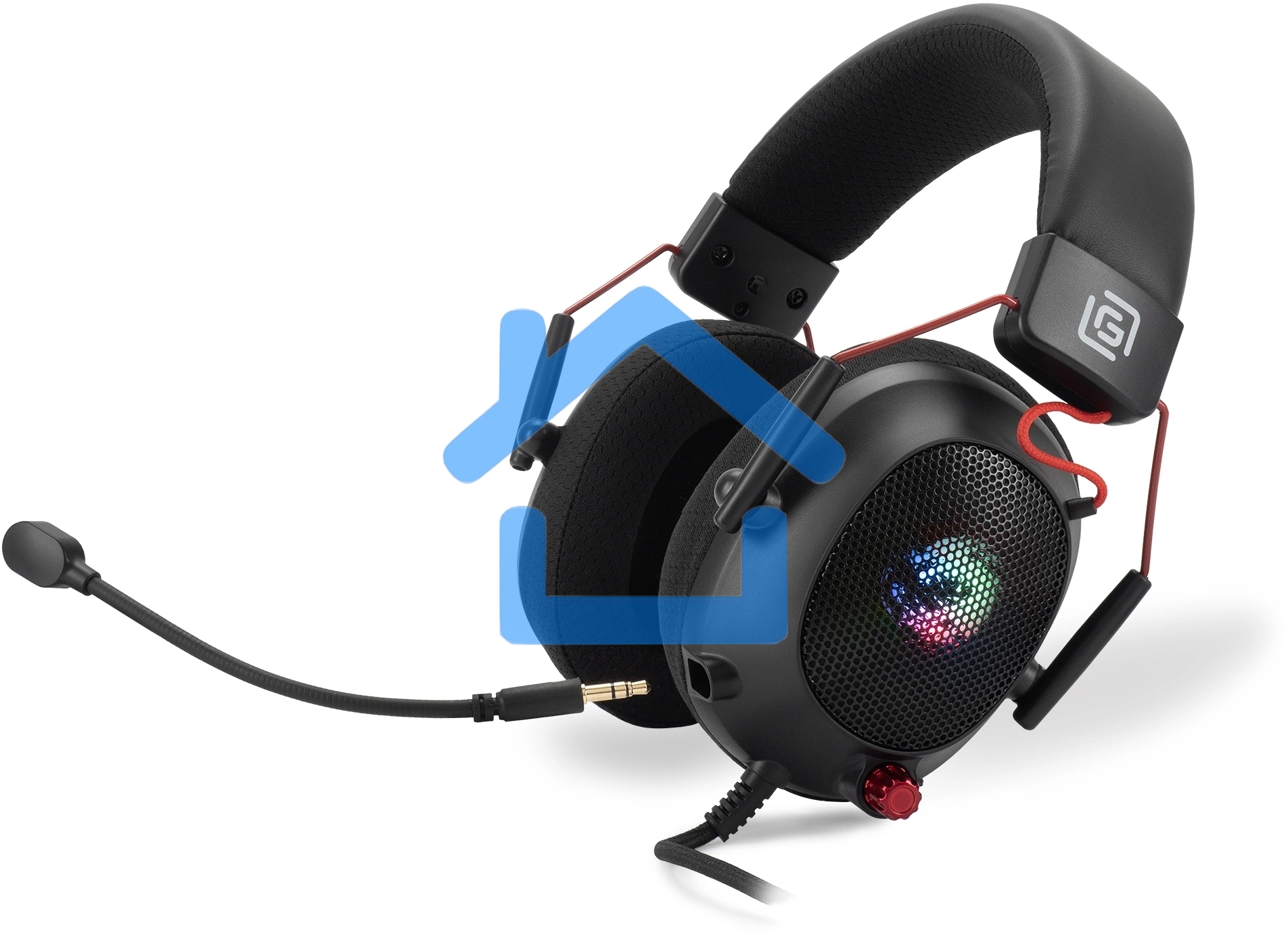 Наушники с микрофоном Оклик HS-L305G черный/красный 2м мониторные оголовье (2060511)