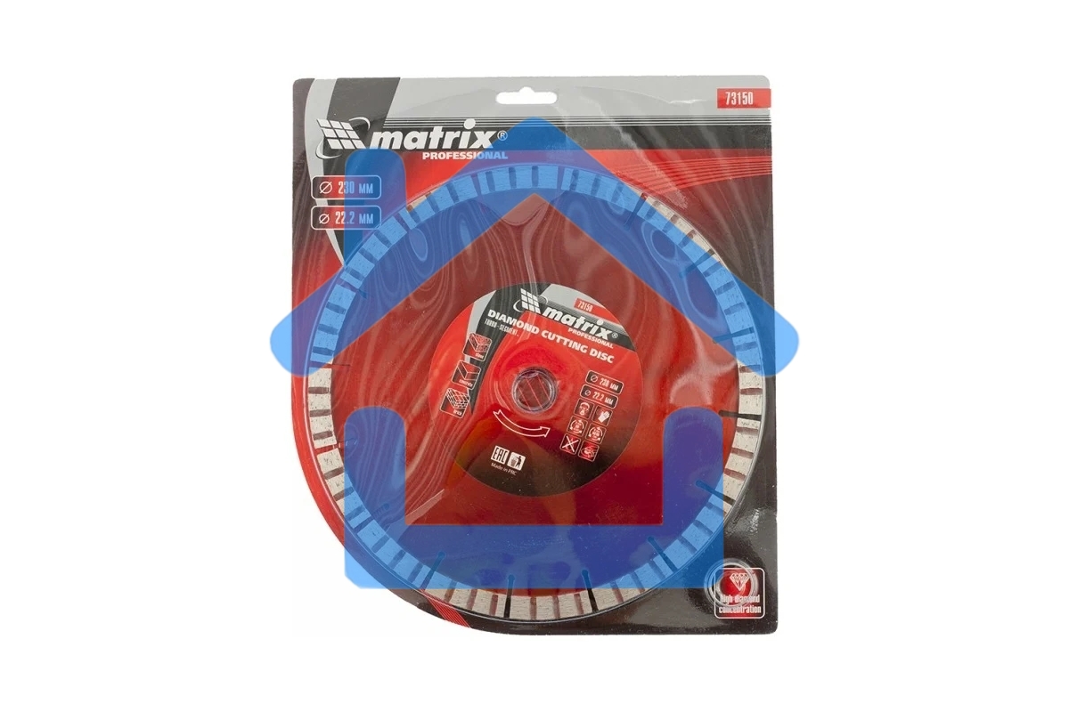 Диск алмазный отрезной MATRIX Турбо-сегментный, 230x22,2 мм, сухая резка MATRIX Professional 73150