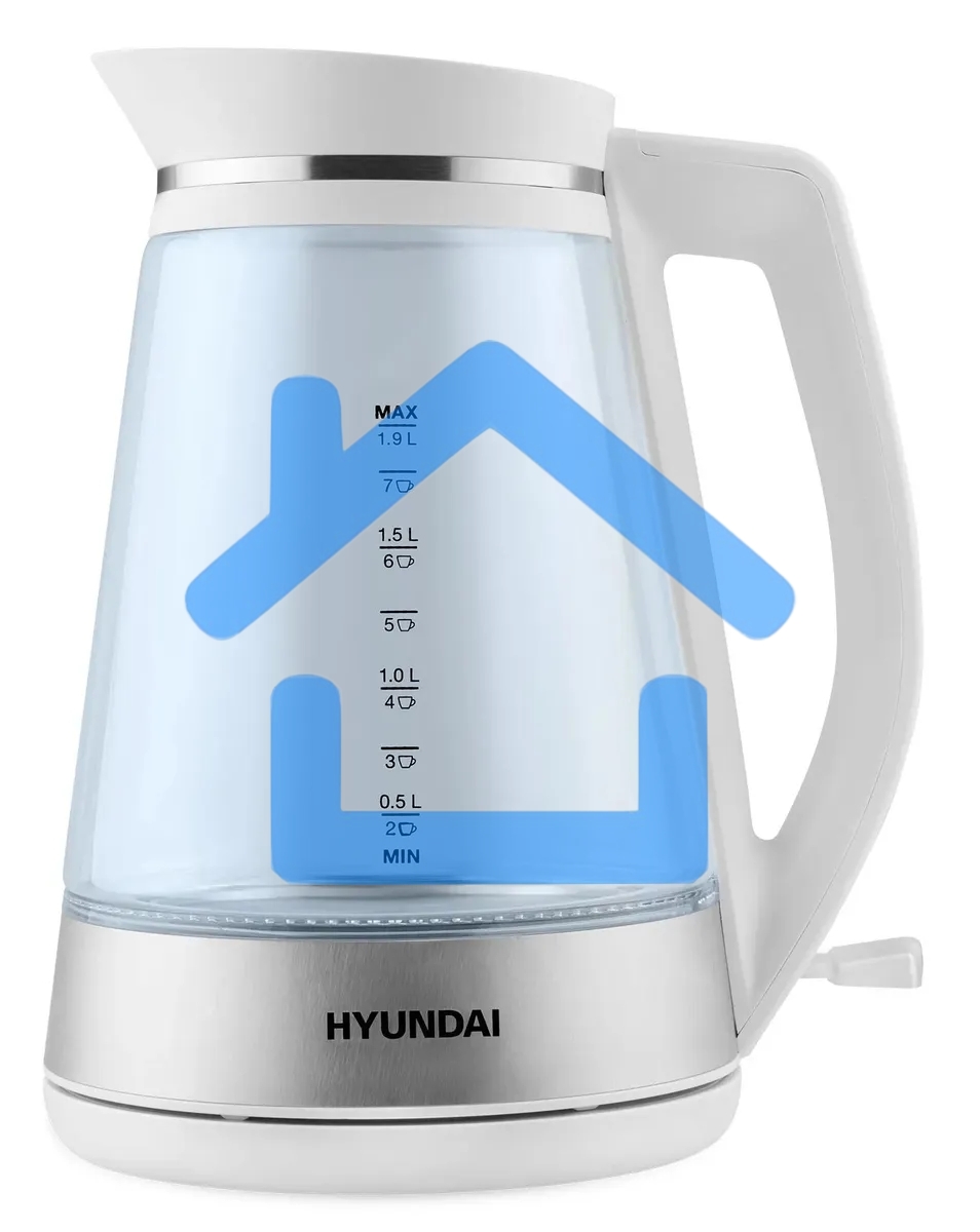 Чайник электрический Hyundai HYK-G3037 1.9л. 3000Вт белый/прозрачный (корпус: стекло)