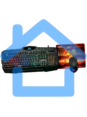 Игровой комплект Qumo Wartime K51/M67, кл-ра проводная, 104+10 клавиш, подсветка RGb, мышь проводная, оптическая, RGb running, 1200/1600/2400/3200 dpi