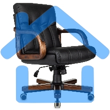 Кресло руководителя Бюрократ T-9932W-LOW-Eco черный, эко.кожа, низк.спин. крестов. металл/дерево