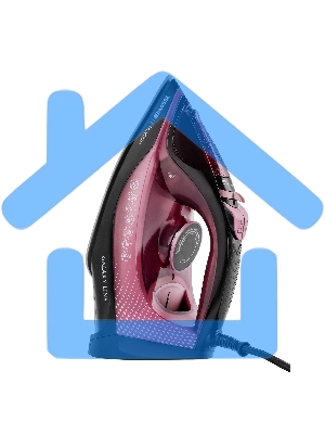 Утюг Galaxy Line GL 6132, розовый с черным, паровой, 2800 Вт, керамическое покрытие EasyGlide, функции: самоочистка, антикапля, антинакипь, указатель максимального уровня воды, индикатор нагрева, вертикальное отпаривание, паровой удар, регулировка подачи 