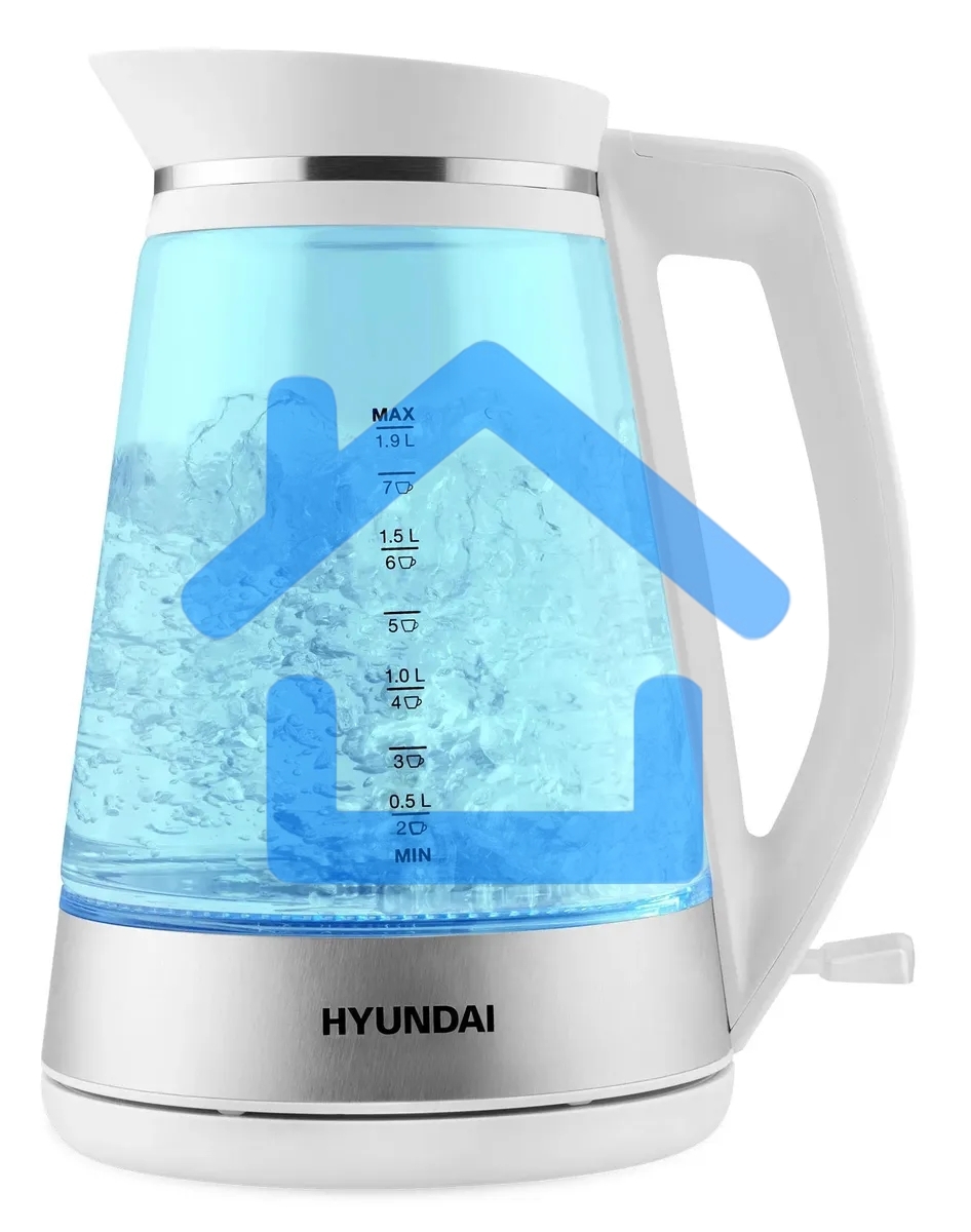 Чайник электрический Hyundai HYK-G3037 1.9л. 3000Вт белый/прозрачный (корпус: стекло)