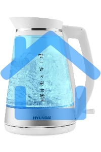 Чайник электрический Hyundai HYK-G3037 1.9л. 3000Вт белый/прозрачный (корпус: стекло)