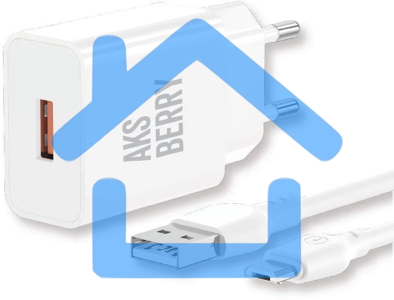 Сетевое зарядное устройство AKSBERRY (6972969383071) T42 QC3.0 + кабель MicroUSB, белый