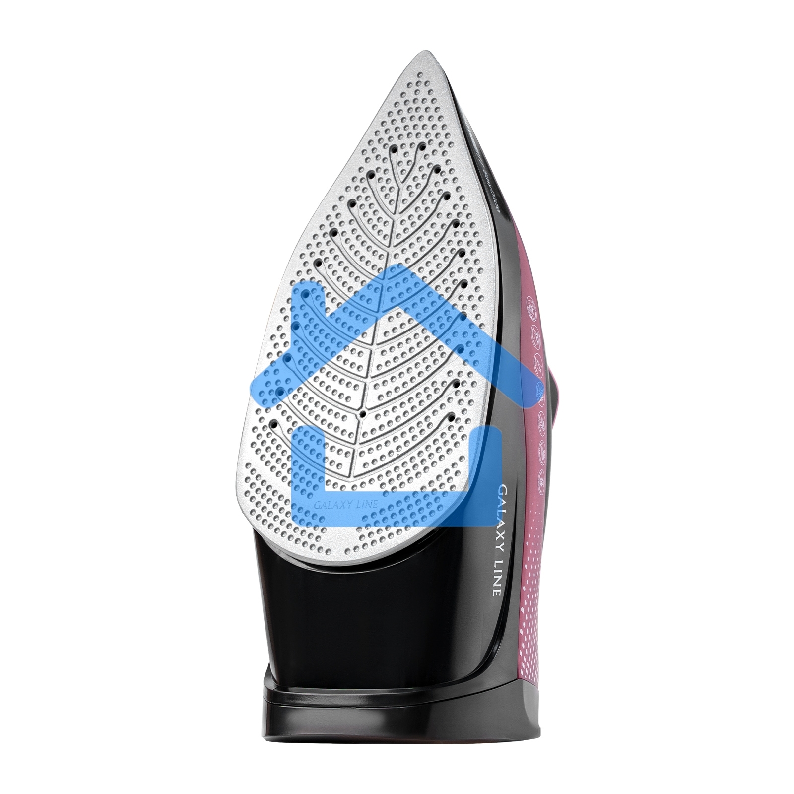 Утюг Galaxy Line GL 6132, розовый с черным, паровой, 2800 Вт, керамическое покрытие EasyGlide, функции: самоочистка, антикапля, антинакипь, указатель максимального уровня воды, индикатор нагрева, вертикальное отпаривание, паровой удар, регулировка подачи 