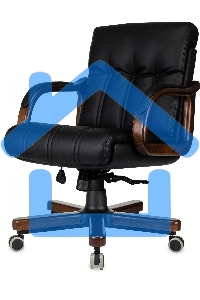 Кресло руководителя Бюрократ T-9932W-LOW-Eco черный, эко.кожа, низк.спин. крестов. металл/дерево