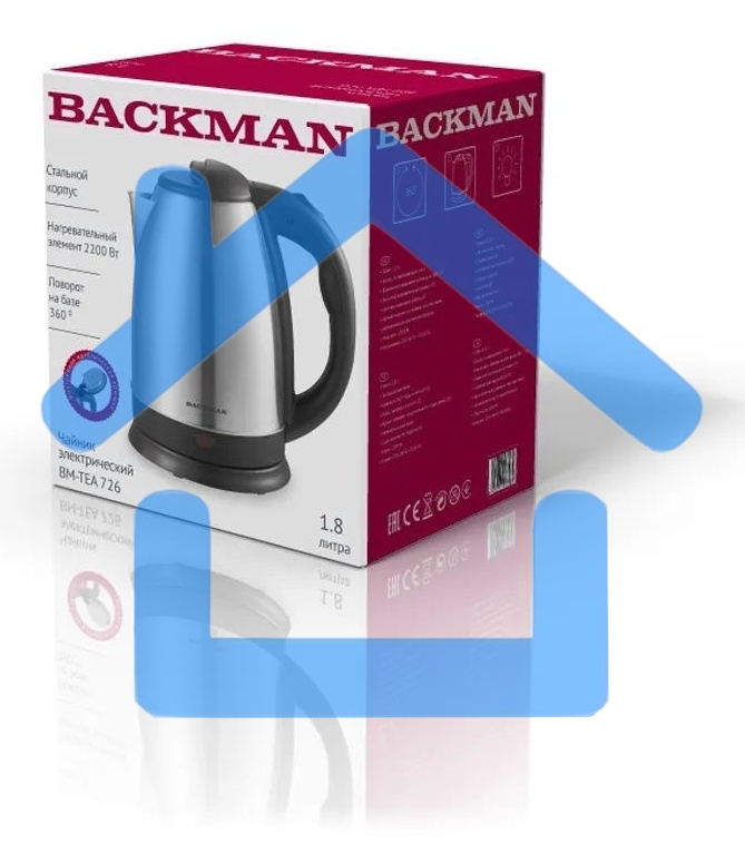 Чайник электрический BACKMAN BM-TEA 726 1.8 л, 2200 Вт