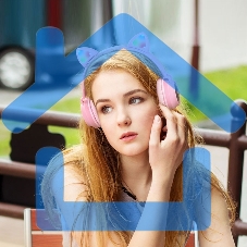 Гарнитура полноразмерная с кошачьими ушами беспроводная HOCO W27, розовый