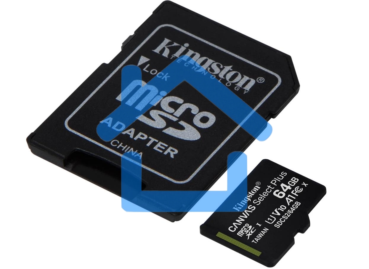 Флеш карта microSDHC 64Gb microSDXC Class10 Kingston <SDCS2/64Gb> Class10 UHS-I Canvas Select up to 100MB/s с адапт.