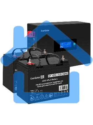 Комплект Источник бесперебойного питания EX295994RUS + батарея 33Aч EX282974RUS 2шт (инвертор, синус, для котла, PF=1, настенный) ExeGate IdealSine SR-1500.LCD.2SH 1500VA/1500W, чистая синусоида, цветной LCD-дисплей, 2*Schuko, крепление настенное, черный 