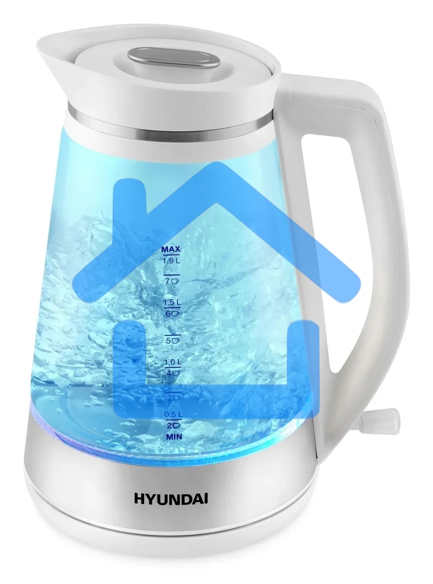 Чайник электрический Hyundai HYK-G3037 1.9л. 3000Вт белый/прозрачный (корпус: стекло)