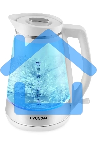 Чайник электрический Hyundai HYK-G3037 1.9л. 3000Вт белый/прозрачный (корпус: стекло)