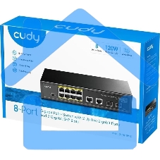 Коммутатор Cudy GS1010PS2, (L2) 10x1Gbит/с 2xКомбо(1000BASE-T/SFP) 2SFP 8PoE 120W, неуправляемый