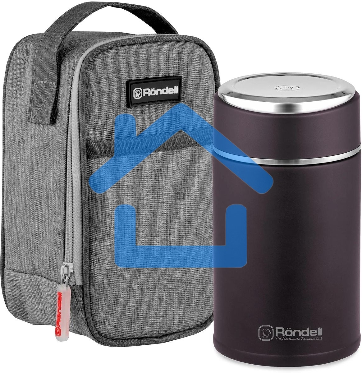 Термос для еды Rondell Tierno RDS-1661 0.7л. бордовый с чехлом картонная коробка