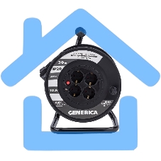 Удлинитель на катушке 4х30м 2P+PE 10А УК30 с термозащ. 3х1.0кв.мм GENERICA IEK WKP10-10-04-30-G