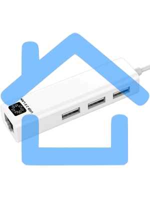 Кабель-адаптер 5bites UA2-45-06WH USB2.0 / 3*USB2.0 / RJ45 100MB / белый