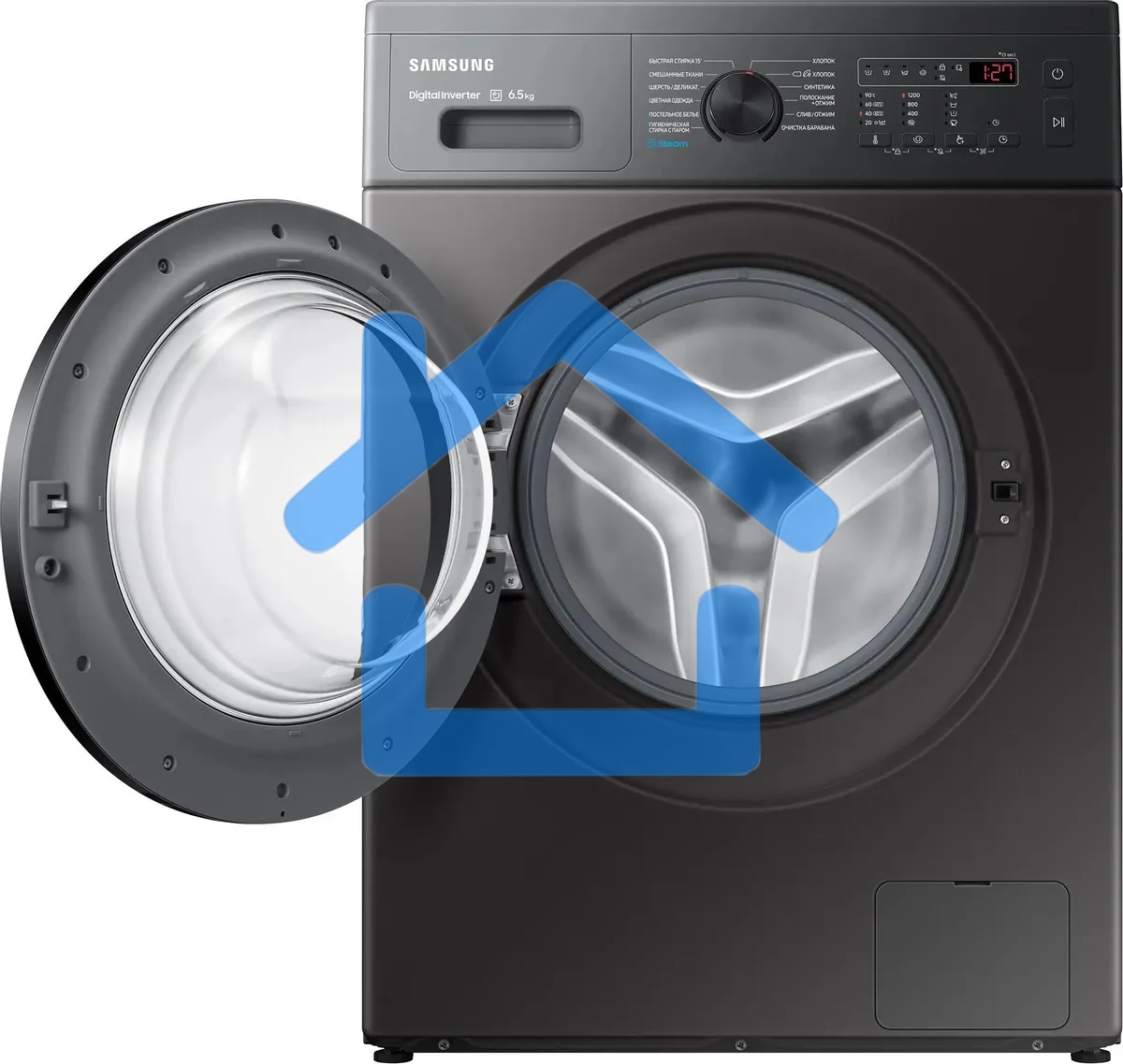 Стиральная машина Samsung WW65AG4S20CXLP темно-серый, загрузка фронтальная 6.5 кг, 1200 об/мин., класс: A